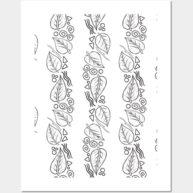 Leaf Doodle Seamless Surface Pattern Design Wall Art by zarya_kiqo